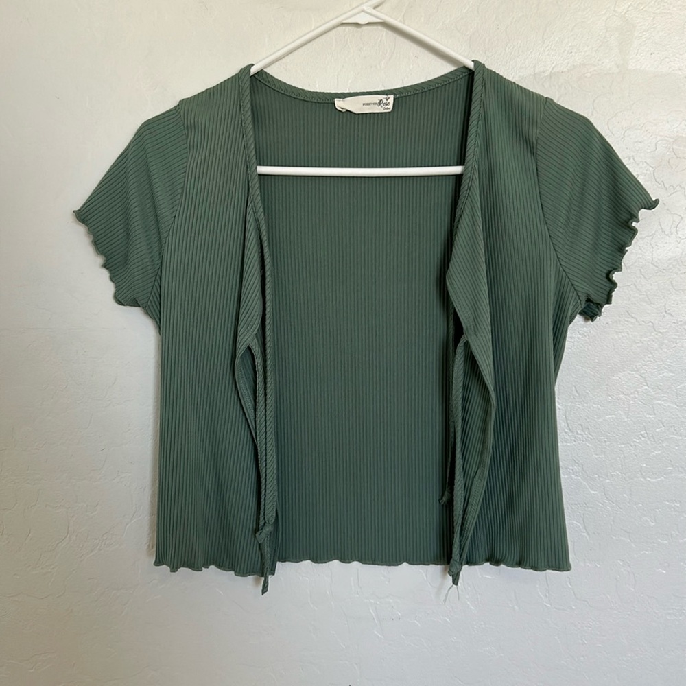 Green Ruffle Top Size Medium